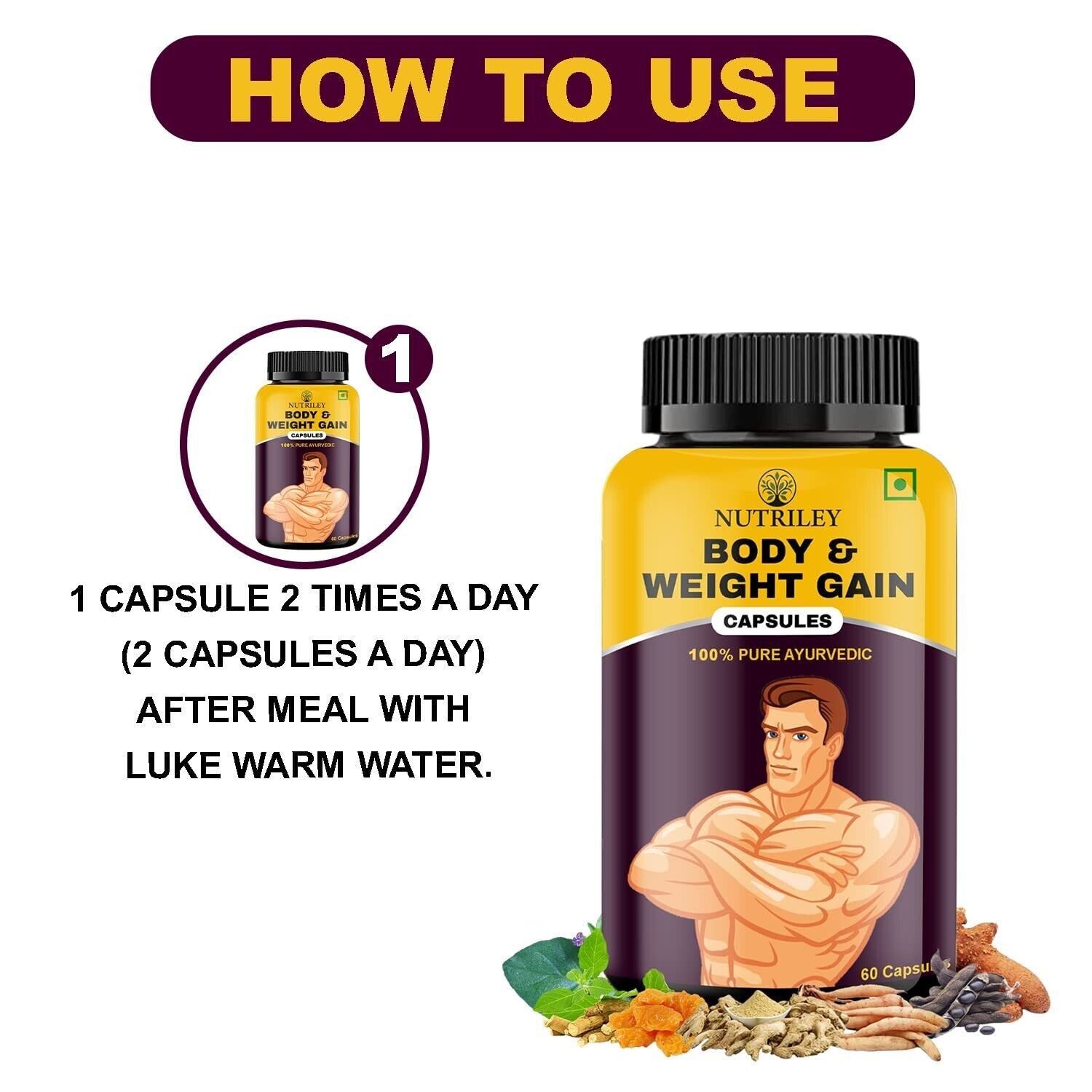 BODY GROW Fast Weight Gain Pills Muscle Gainer 60 WEGHT GAIN CAPSULES UNISEX