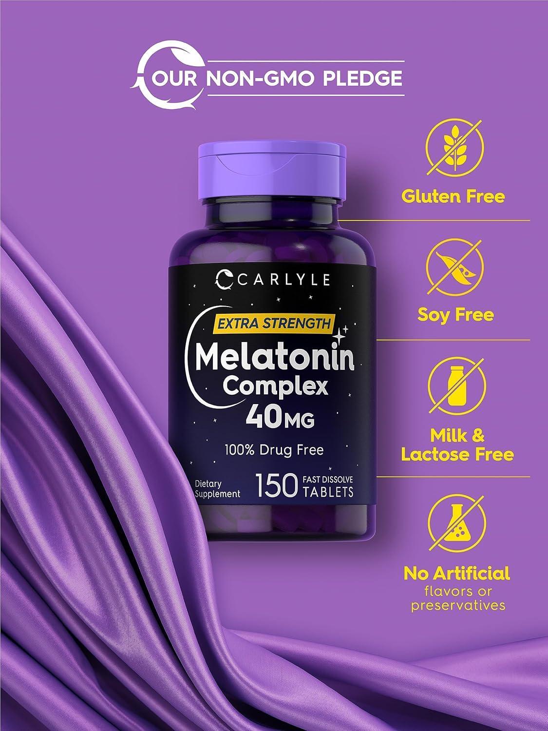 Melatonin 40 Mg Complex Ashwagandha Chamomile Extra Strength Sleep Aid, 150 Tabs