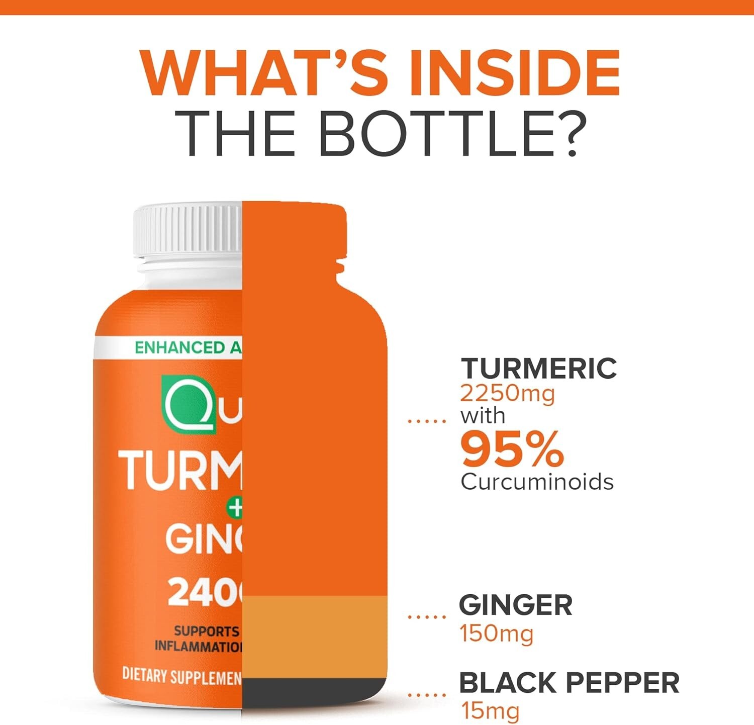 Qunol Turmeric Curcumin with Black Pepper, Turmeric & Ginger, 2400mg, 105 count