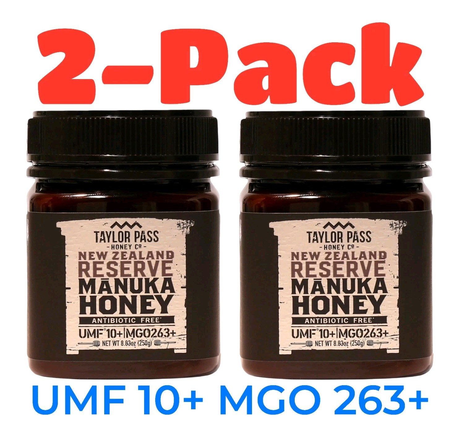 MANUKA HONEY 2 PACK UMF 10+ 8.8oz ea Total 17.6oz New Zealand Taylor Pass