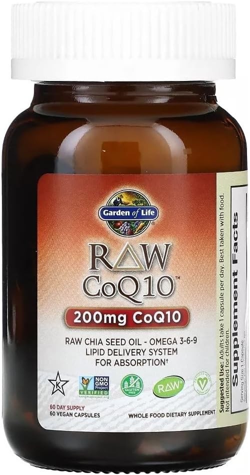 Pack 2 Garden of Life RAW CoQ10 200mg, 60 Vegan Capsules Each, Exp 05/2027