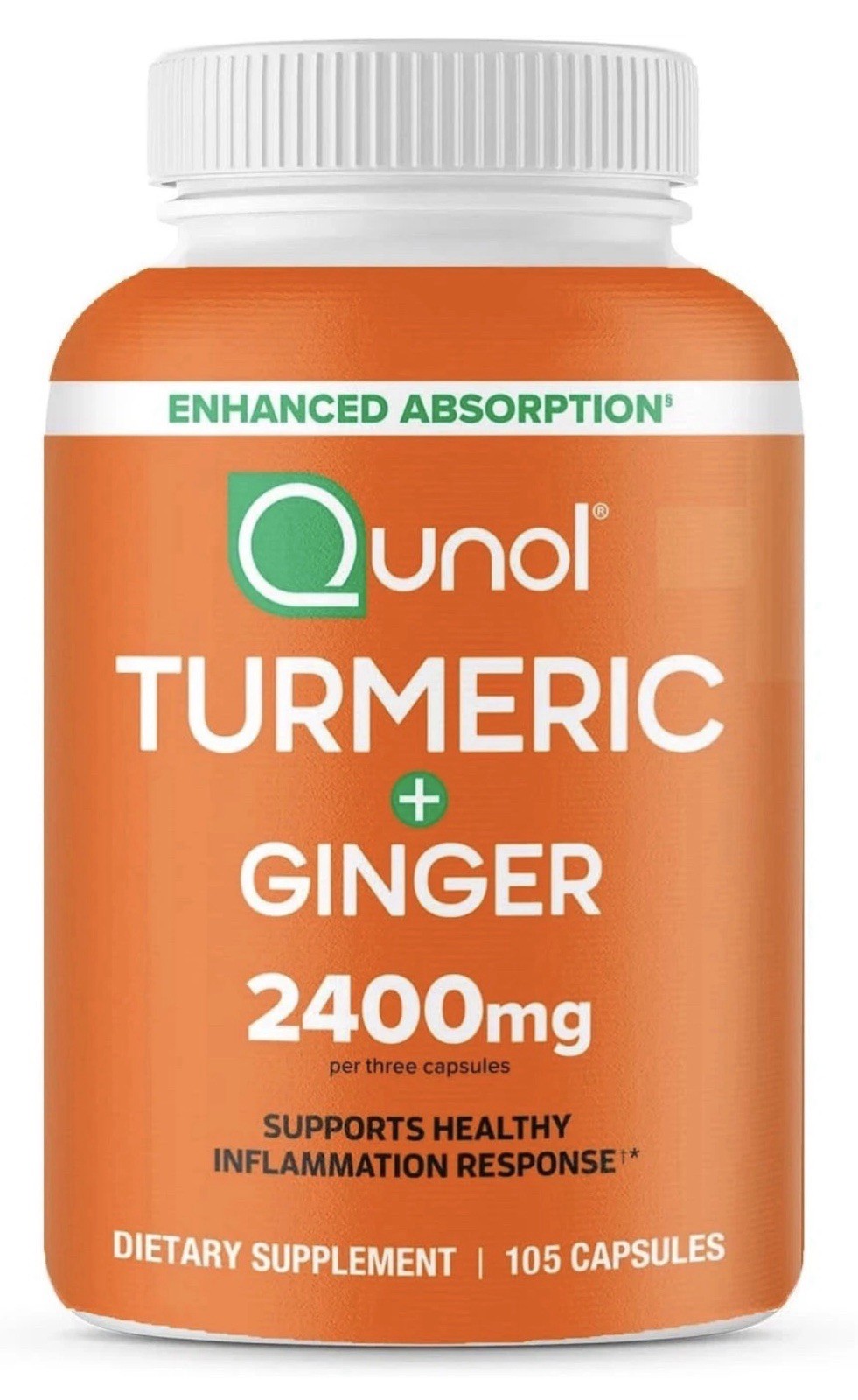 Qunol Turmeric Curcumin with Black Pepper & Ginger, 2400Mg Turmeric 105 Capsules