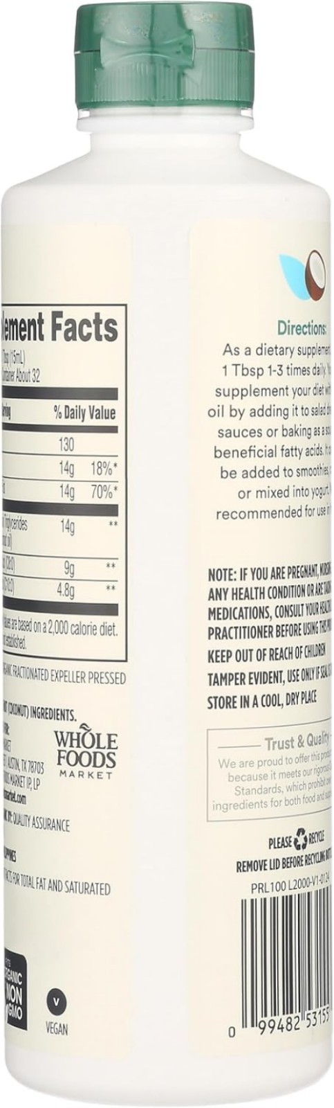 MCT Oil, Unflavored, 16 Fl Oz