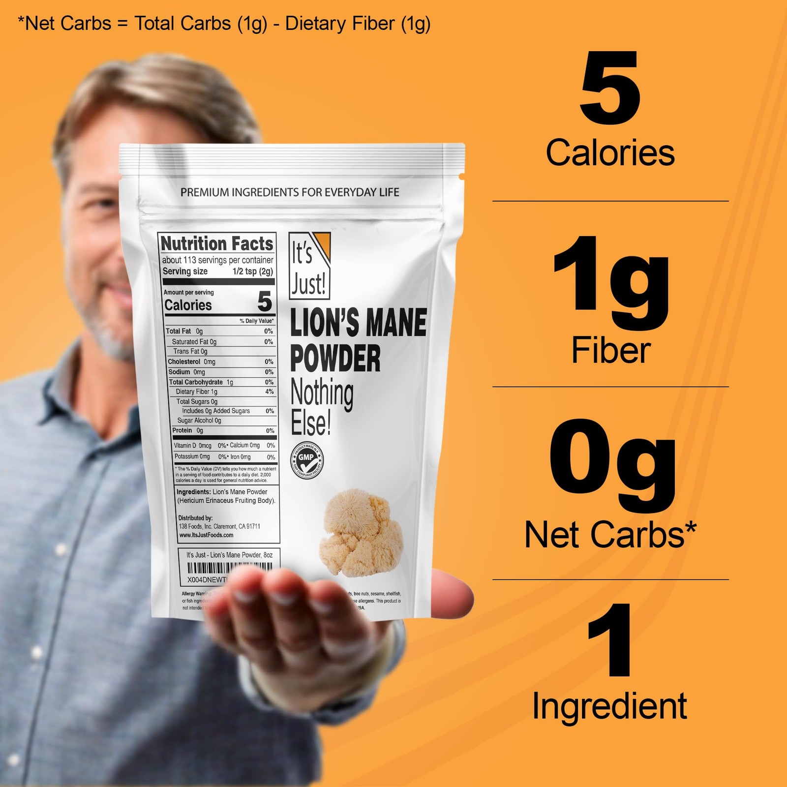Om Mushroom Superfood Lion’s Mane Powder 7.05 Oz Memory Focus Nerve Health