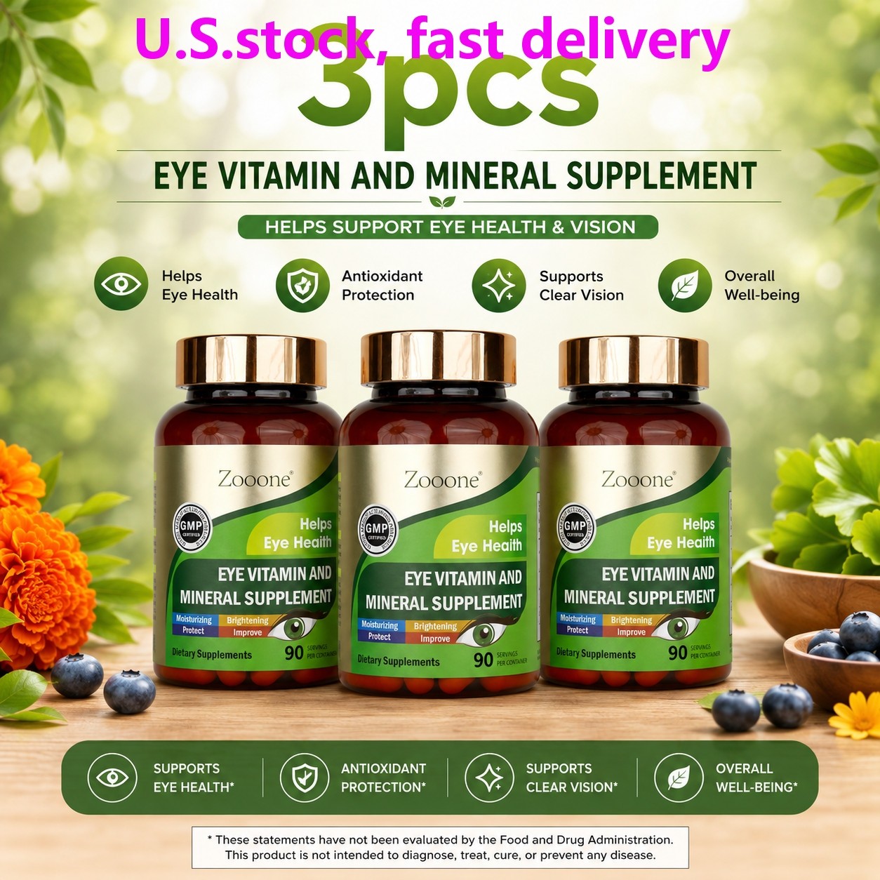 Zooone Eye Vitamin and Mineral Supplement Health Support Lutein 270 Capsules