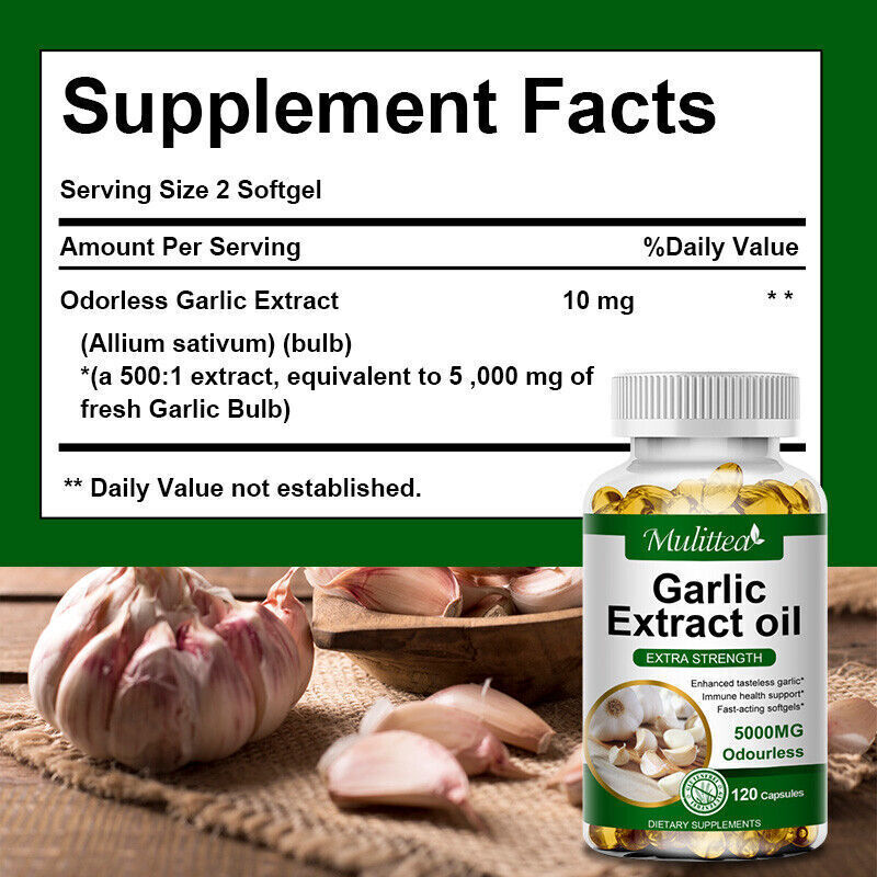 Garlic Oil 120 Rapid Release Softgels Capsules 5000 Extract organic Pills 5000mg