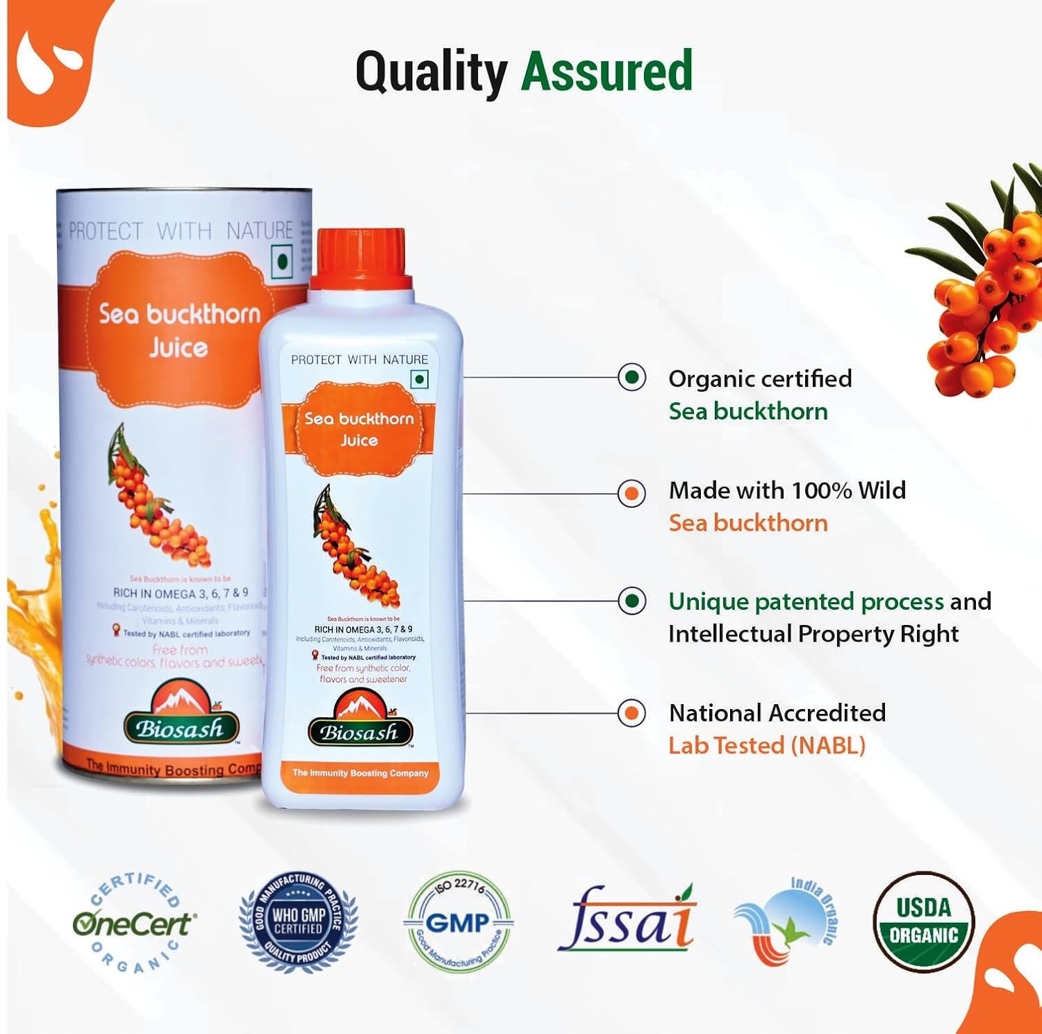 Biosash Sea Buckthorn Juice with Moringa 750ml