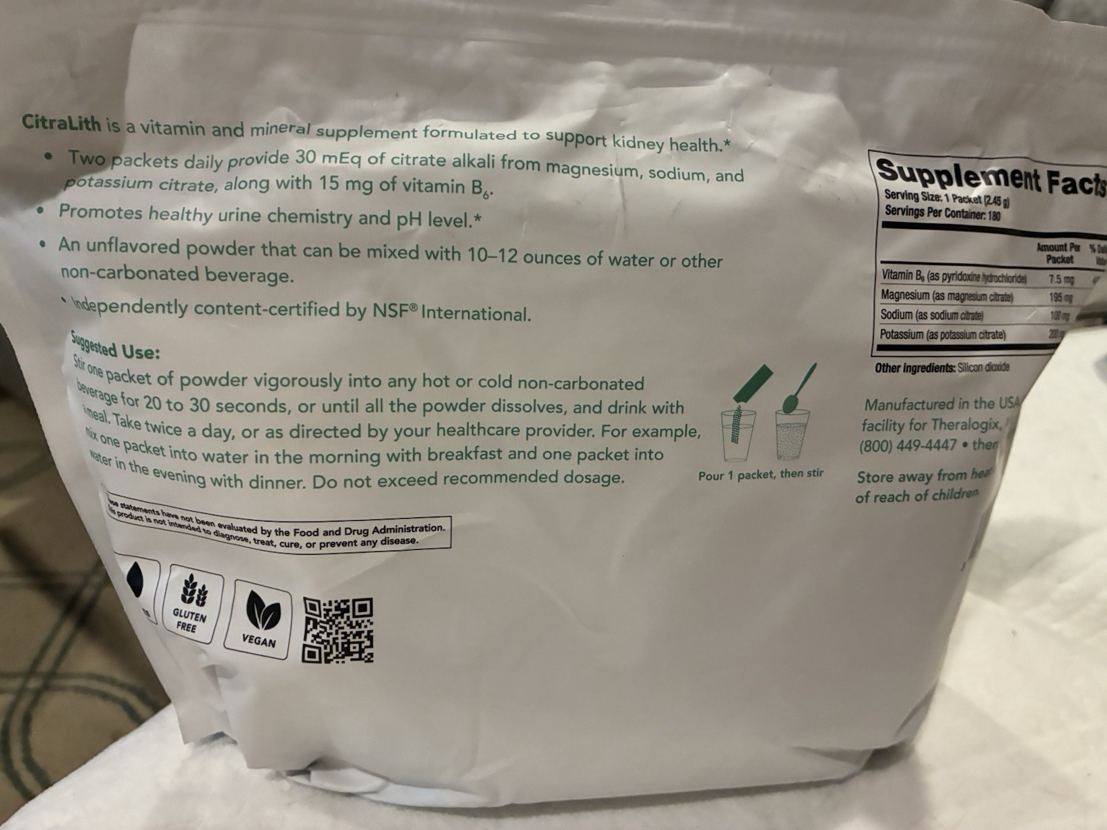 Opened Citralith Vitamin Mineral Powder Supplement 90-Day Supply Kidney Health
