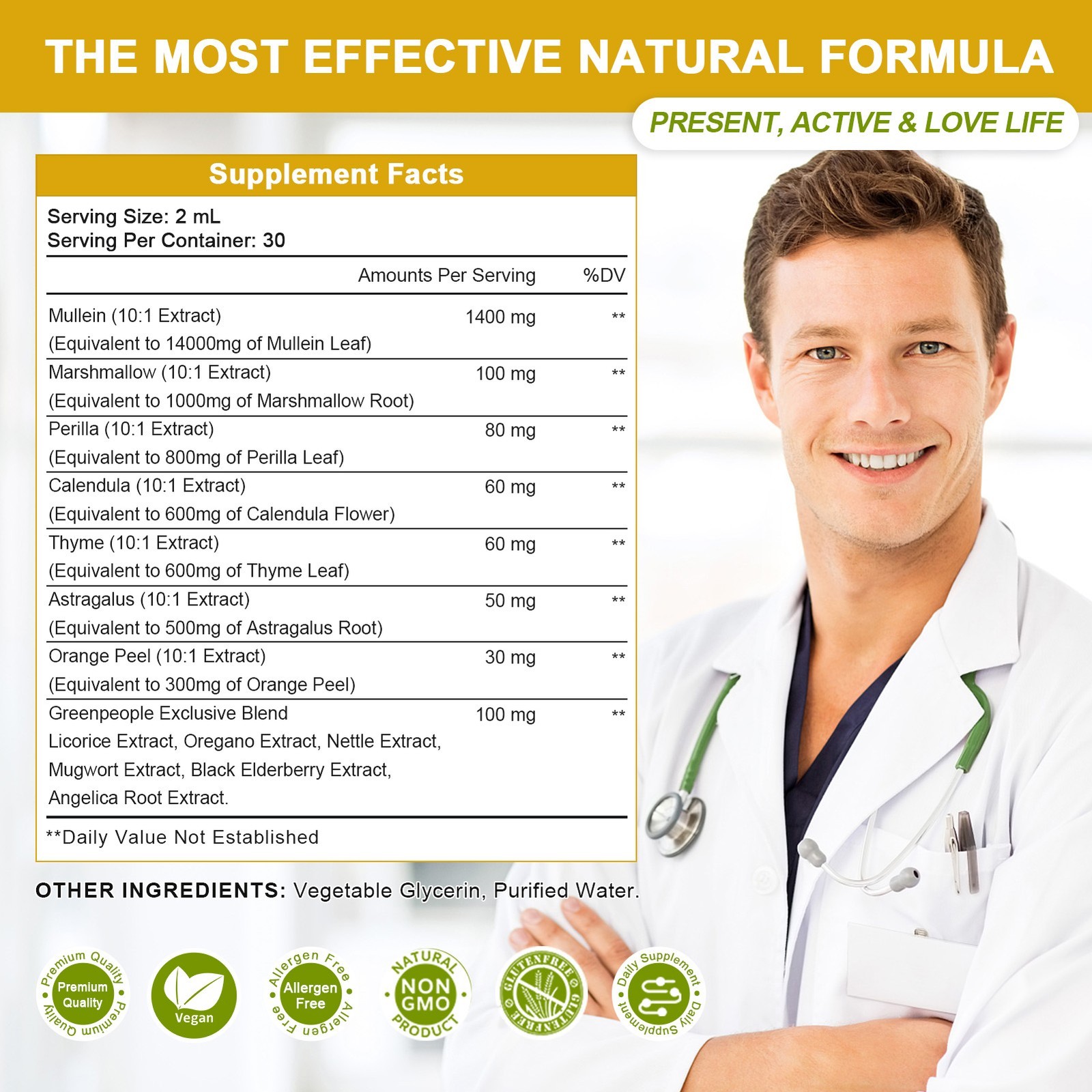 1-3Packs Mullein Drops for Lungs, Detox and Cleanse Mullein Extract Supplement