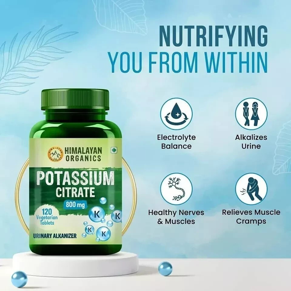 Himalayan Organics Potassium Citrate 800mg 120 Tablets Free Shipping