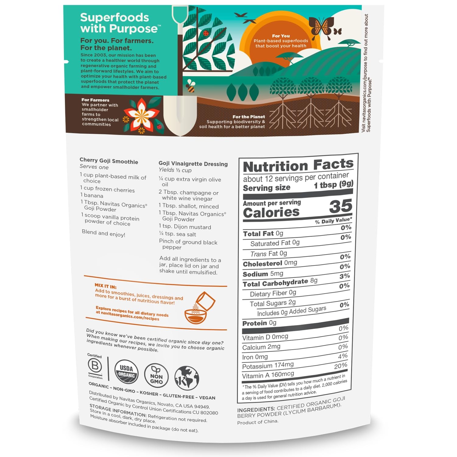 Navitas Organics Goji Powder – 100% Freeze Dried 4 Ounce (Pack of 1)