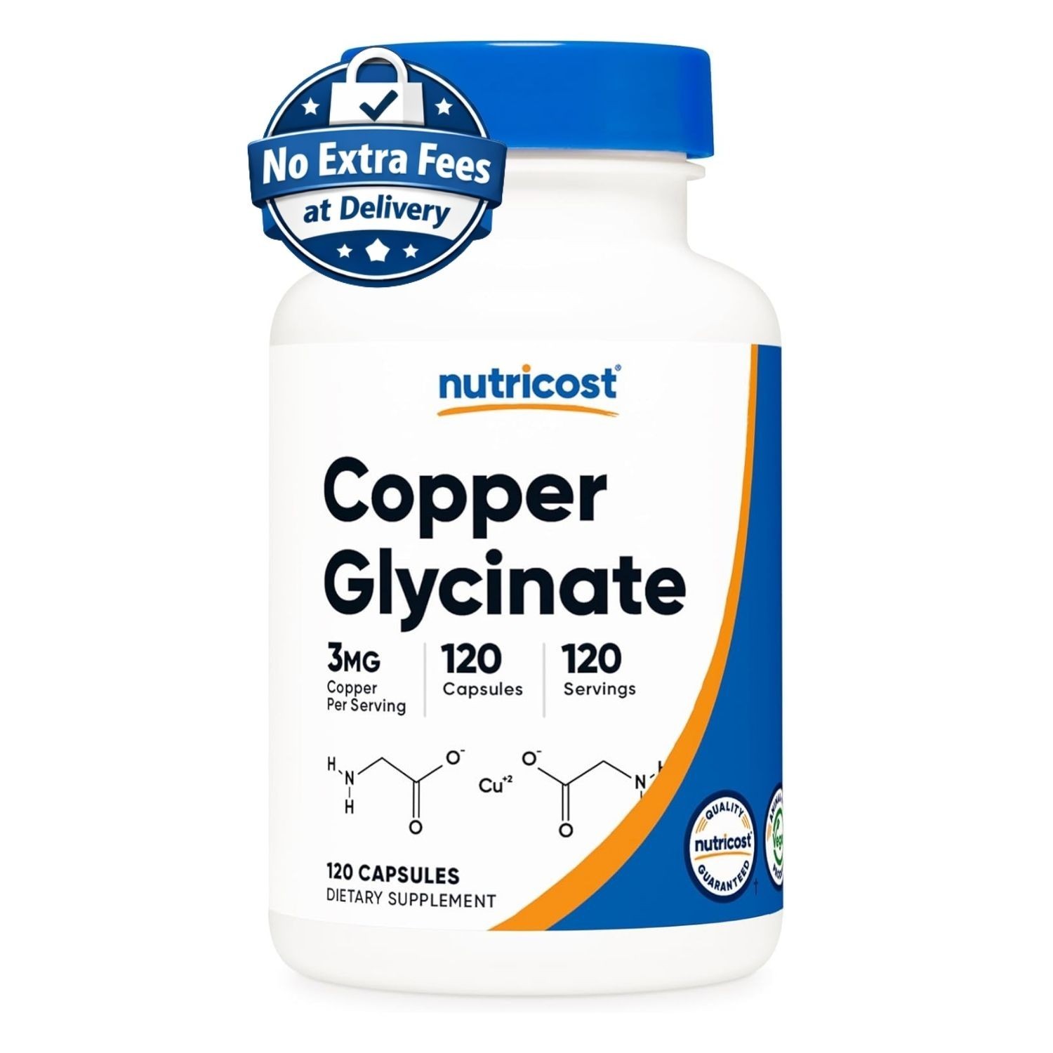 Glicinato de Cobre 3 mg como Bisglicinato Quelado | 120 Cápsulas | 120 Porciones