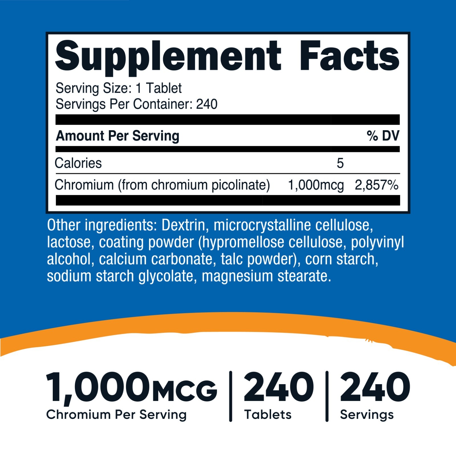 Nutricost Chromium 1000mcg, 240 Tablets – Gluten Free, Non-GMO