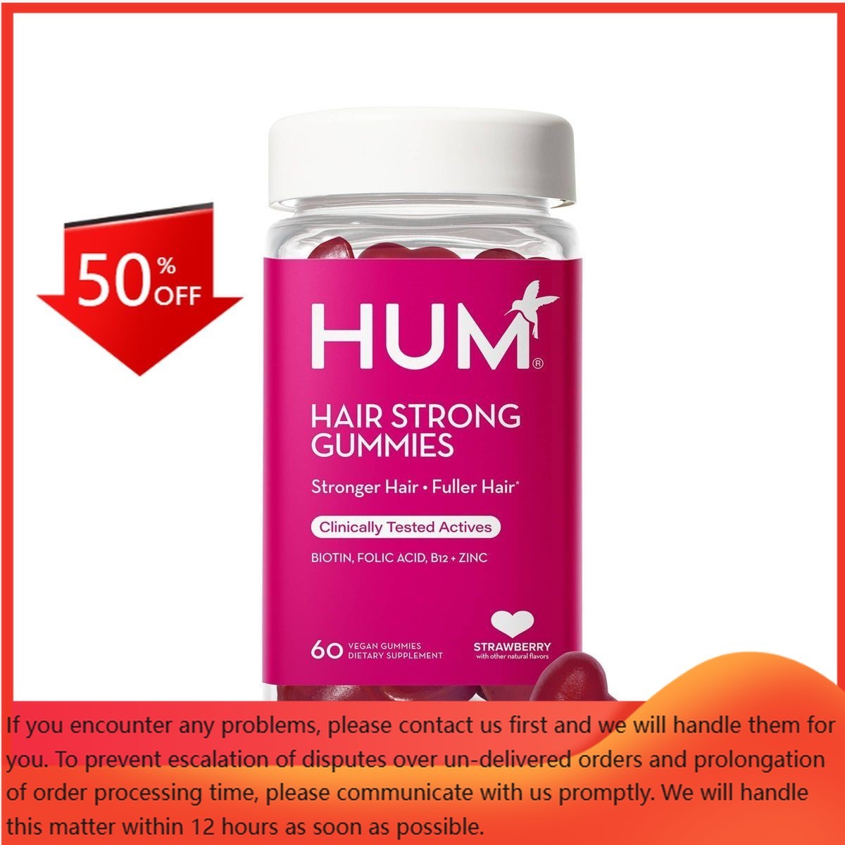 HUM Nutrition Hair Strong Vegan Gummies for Hair Growth + Strength – 60ct