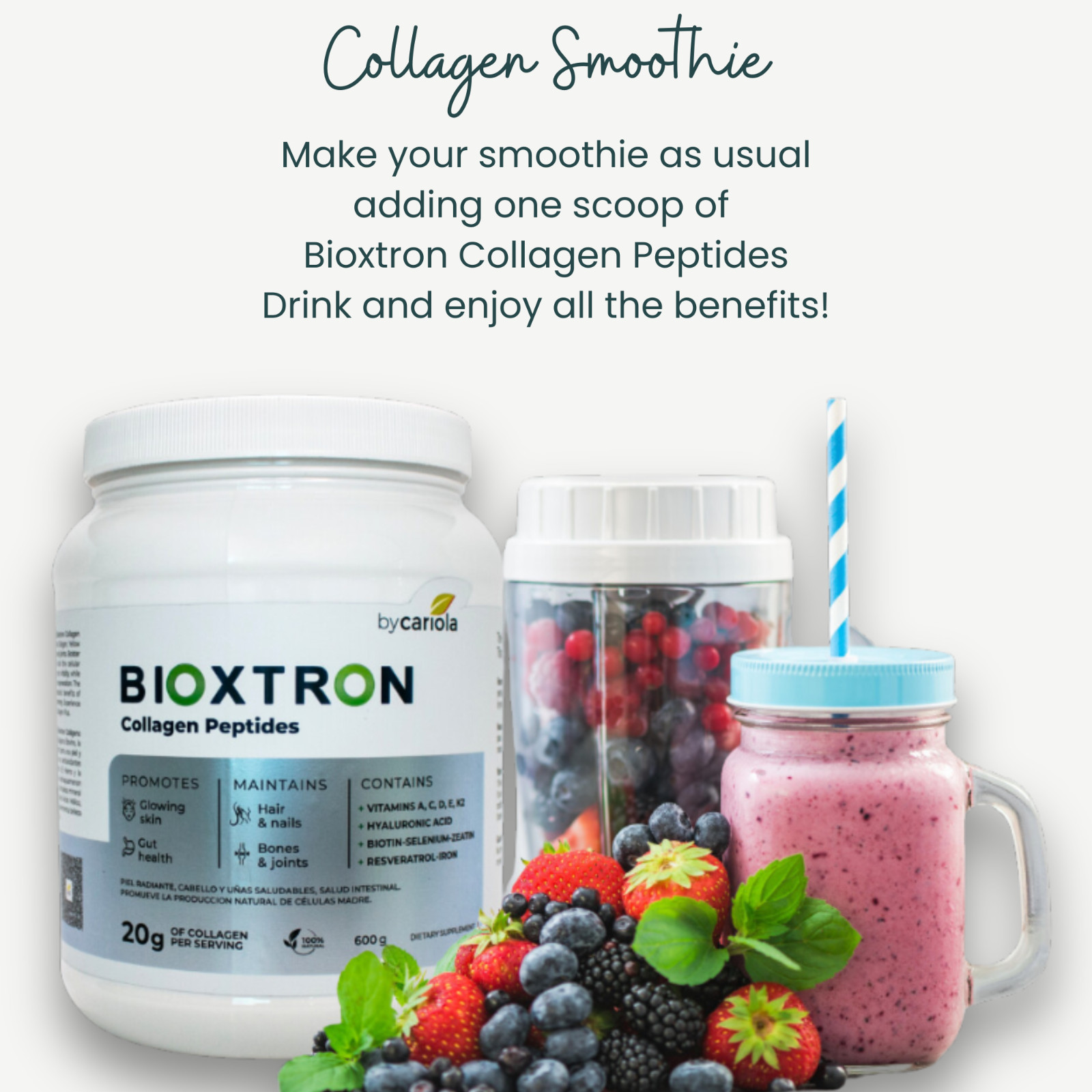 Bioxtron Collagen Peptides Powder Skin, Hair & Nails Support Stem Cells Renewal