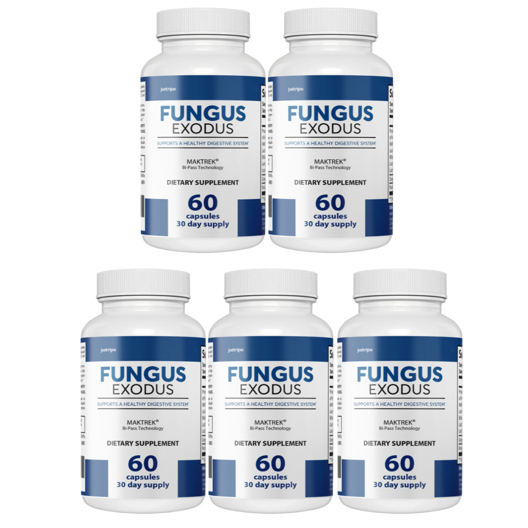 Fungus Exodus Healthy Digestive Support Supplement, Gut Health – 5 Bottles