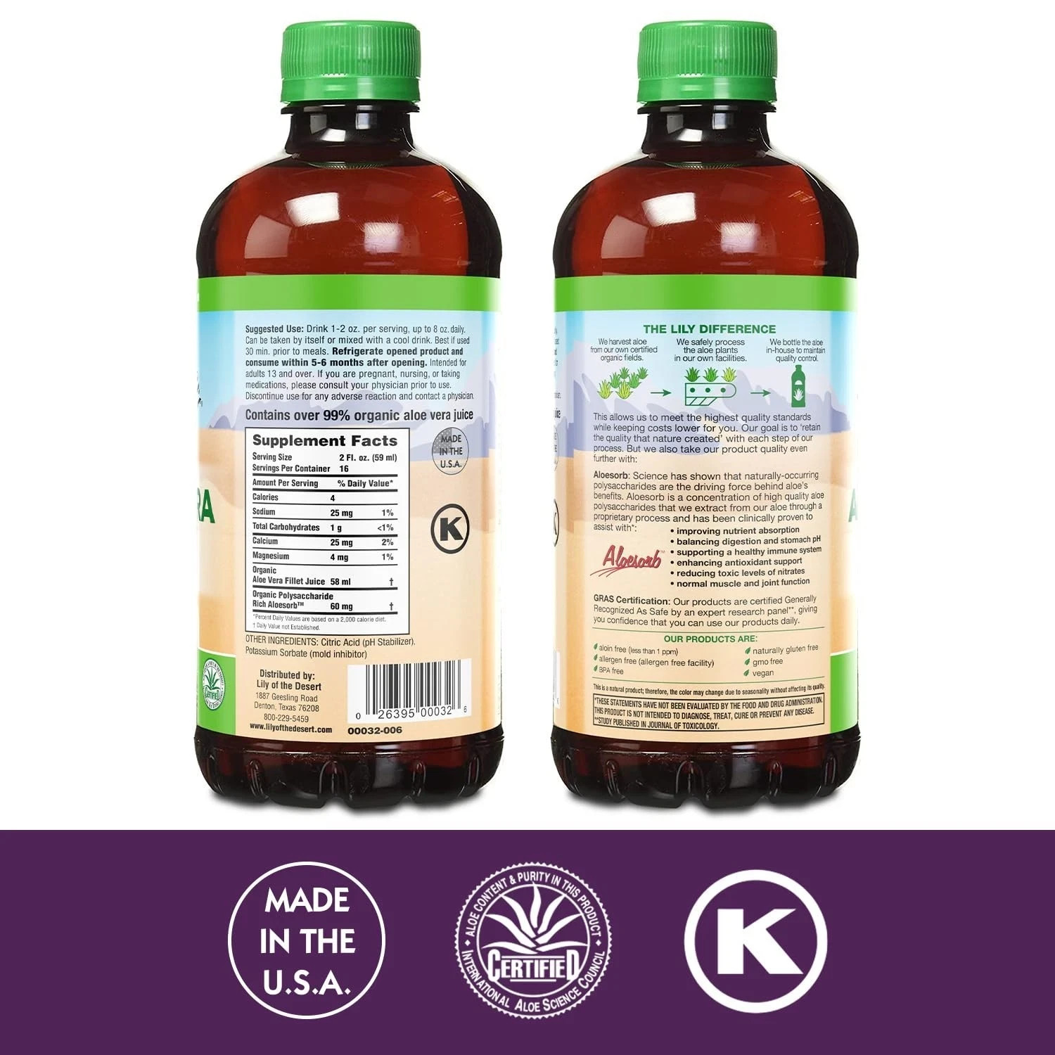 Lily of the Desert Aloe Vera Juice – Inner Fillet 32 fl. oz Each (Pack of 6)