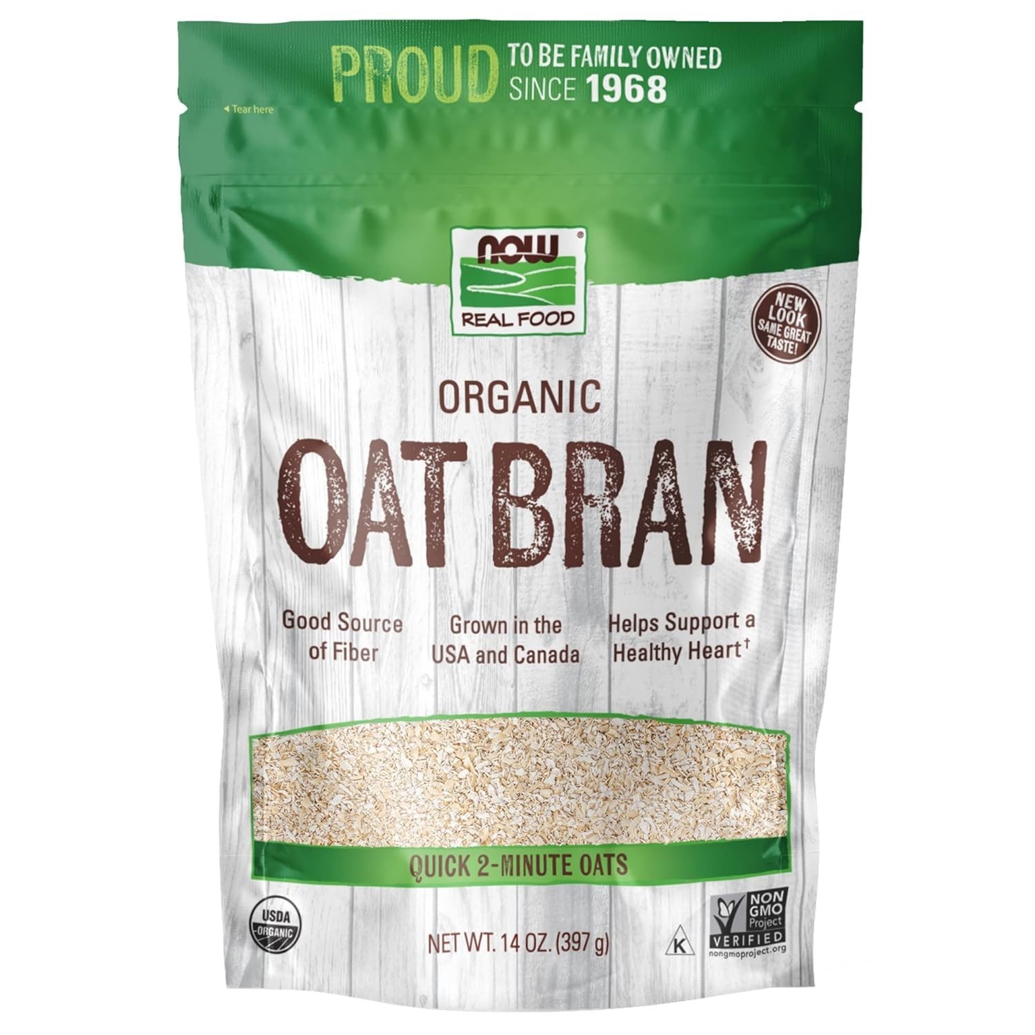 , Organic Oat Bran, Source of Fiber and Protein, USA Grown, Non-Gmo Project Veri