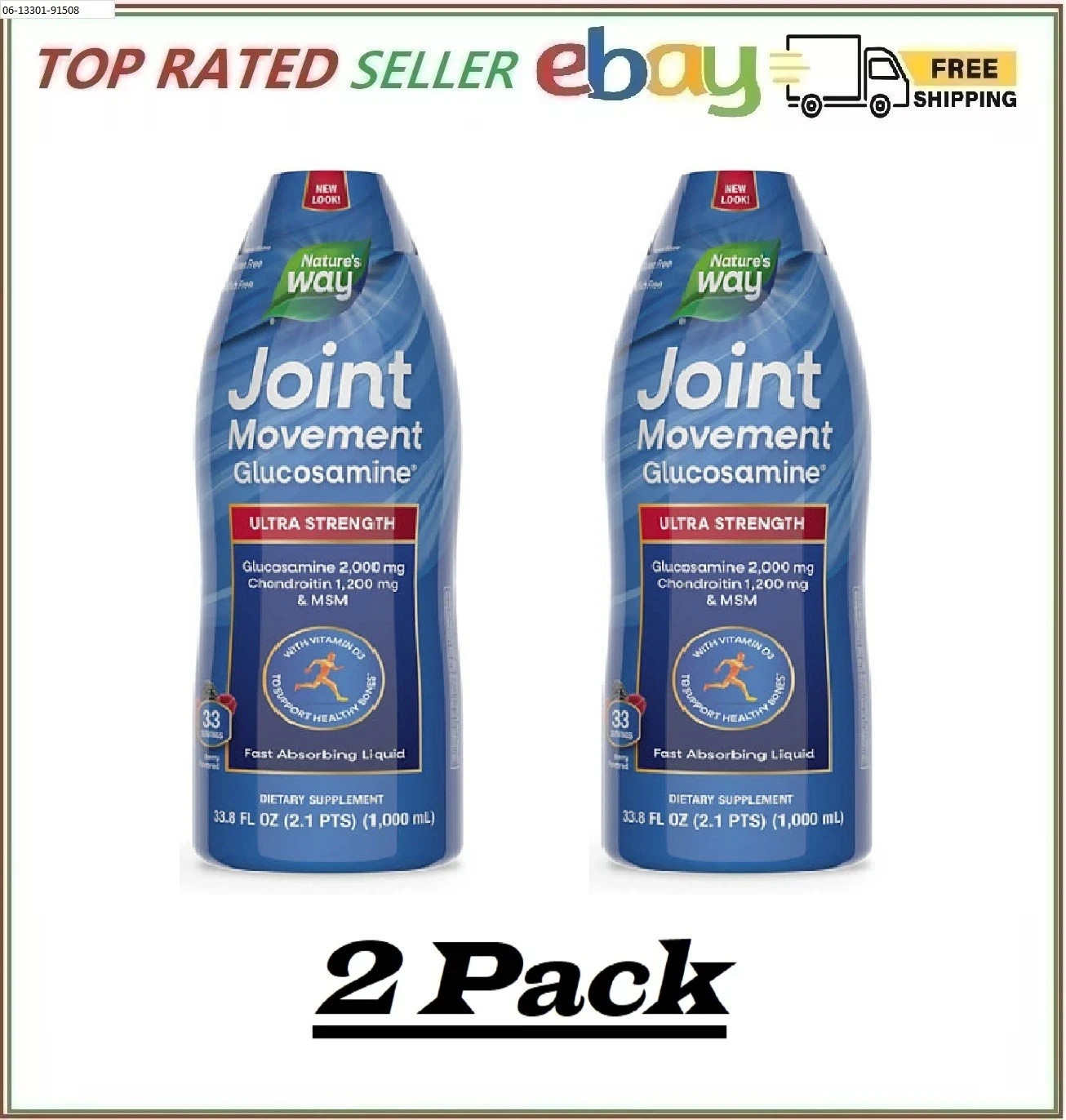 2 Pk -Nature’s Way Joint Movement Glucosamine Extra-Strength Liquid 33.8 fl. oz.