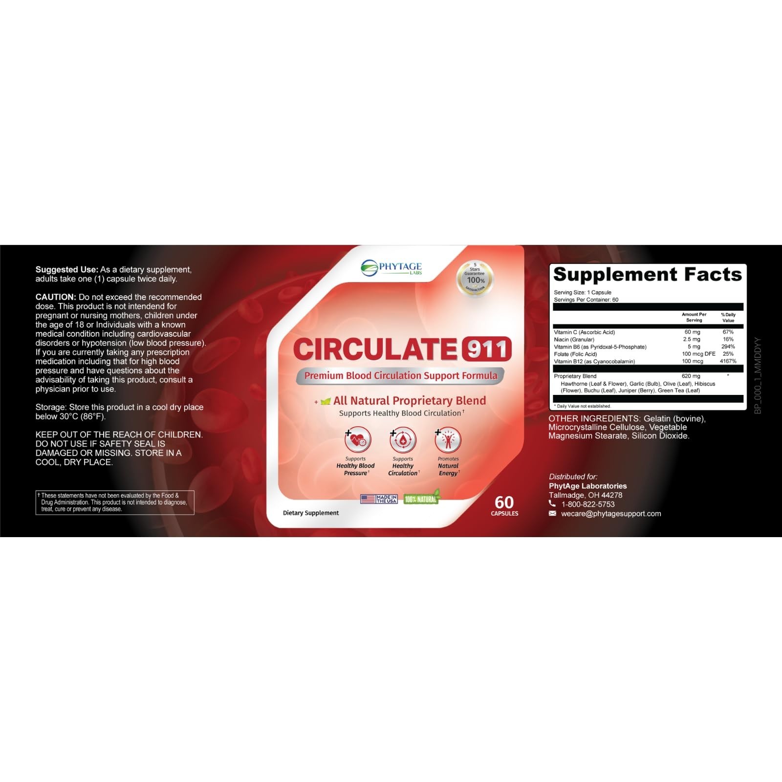 Premium Blood Flow Support Supplement – Antioxidant Formula with Hawthorne, Oliv