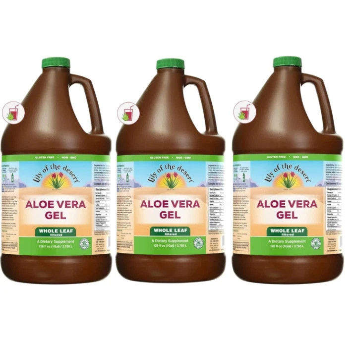Lily of the Desert Aloe Vera Gel Whole Leaf (Filtered) 128 fl.oz Each (Pack of 3