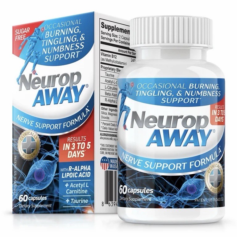NeuropAWAY Nerve Support Supplement R-Alpha Lipoic Acid 60 Capsules EXP 7/2028