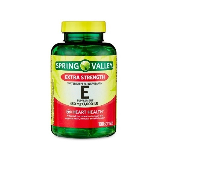 Spring Valley Extra Strength Water Dispersible Vitamin E Softgels 450 mg 100 Ct.