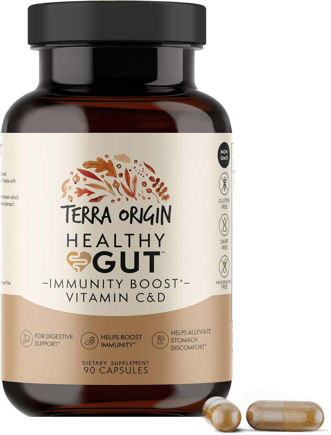 Healthy Gut Capsules with Immunity Boost | 90 Capsules | Non GMO, Gluten Free, D