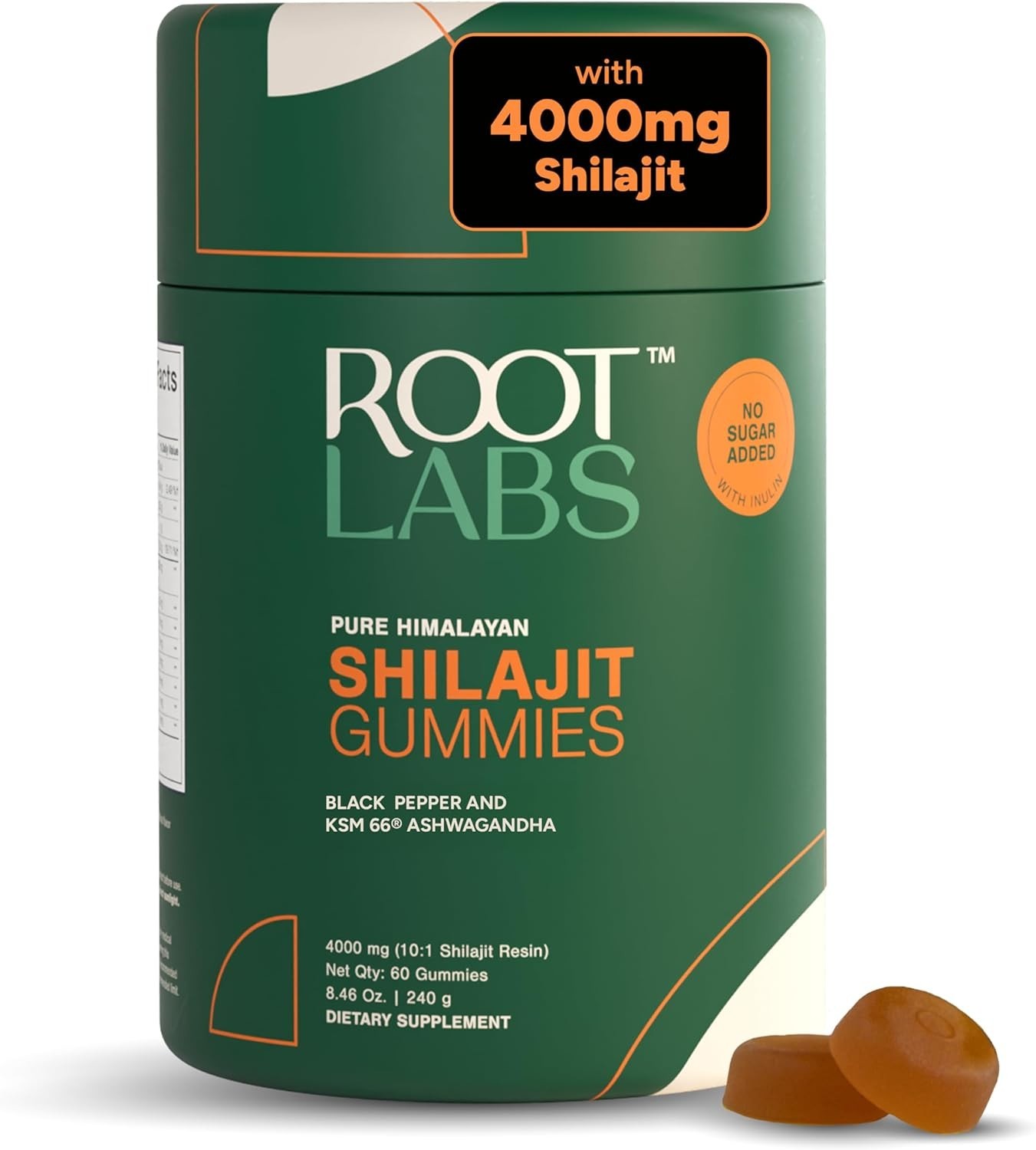 ROOT LABS 4000 mg Pure Himalayan Shilajit Gummies, KSM-66 Ashwagandh I 60 Gummy