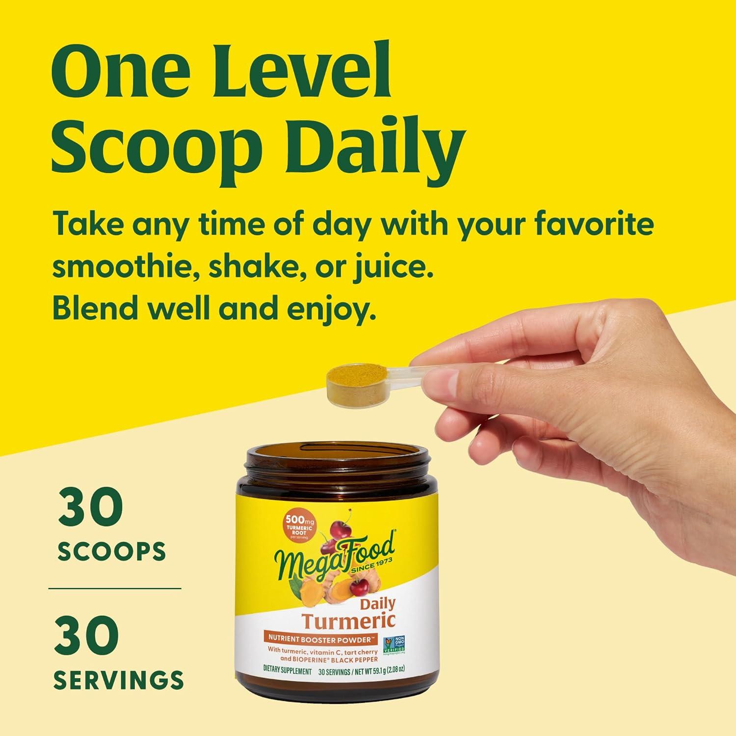MegaFood Daily Turmeric Nutrient Booster Powder – Turmeric Supplement -with Tart