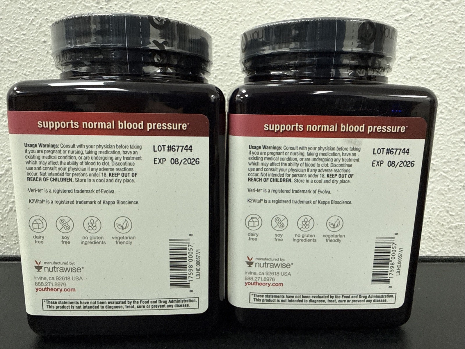 Bundle Of 2 Youtheory Heart Capsules with Resveratrol Vitamin K EXPIRE 08/26