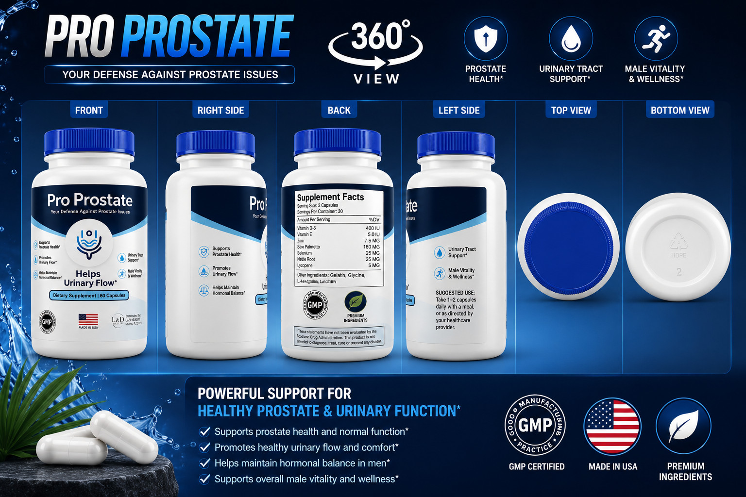 Pro Prostate Supplement 60 Capsules Urinary Tract Support Men’s Health Formula