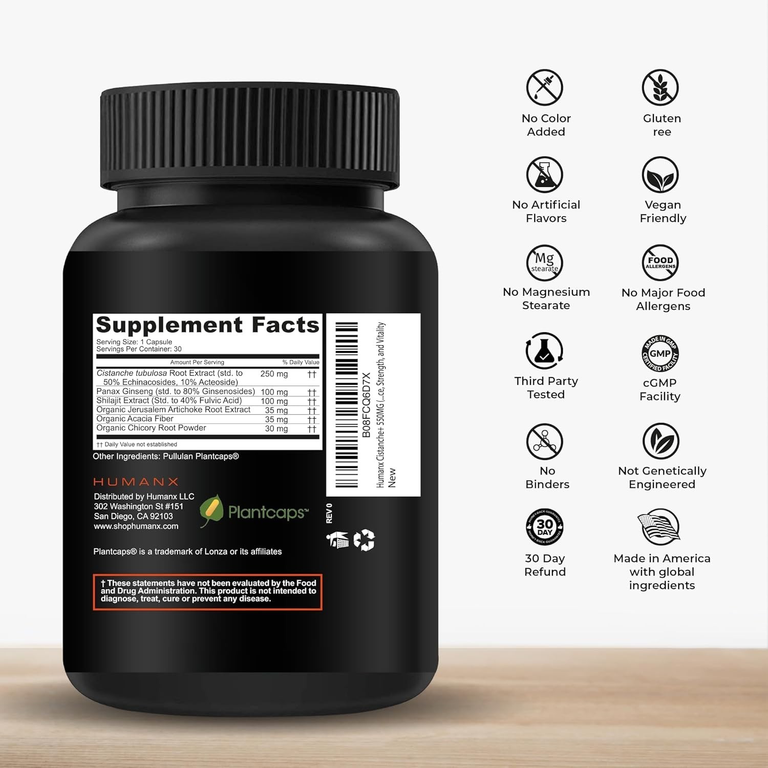 Humanx Cistanche+ 550MG (Cistanche Tubulosa Extract Powder for Men) USA Made