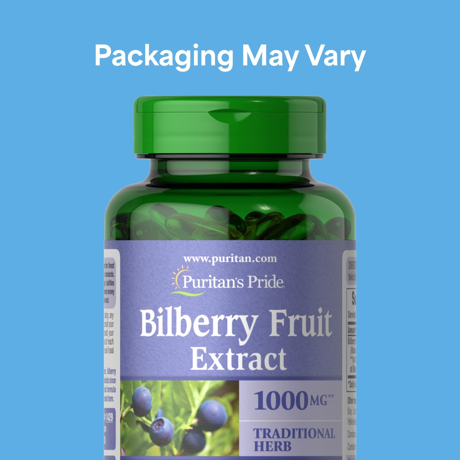 Premium Bilberry Fruit Extract 250mg – 180 Softgels for Eye Health & Antioxidant