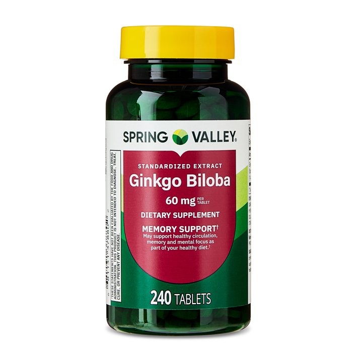 3 Pack Spring Valley Ginkgo Biloba Tablets 60 mg Memory & Circulation 240 Count