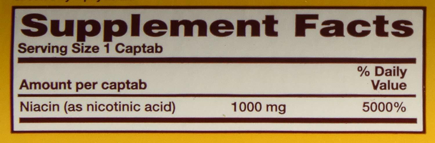 Rugby Niacin 1000 mg. 100 Tablets (1 Bottle of 100)