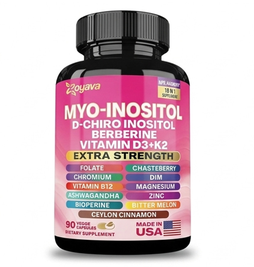 2-Pack Zoyava Myo-Inositol & D-Chiro Inositol 16-in-1 Berberine D3 Support 180ct