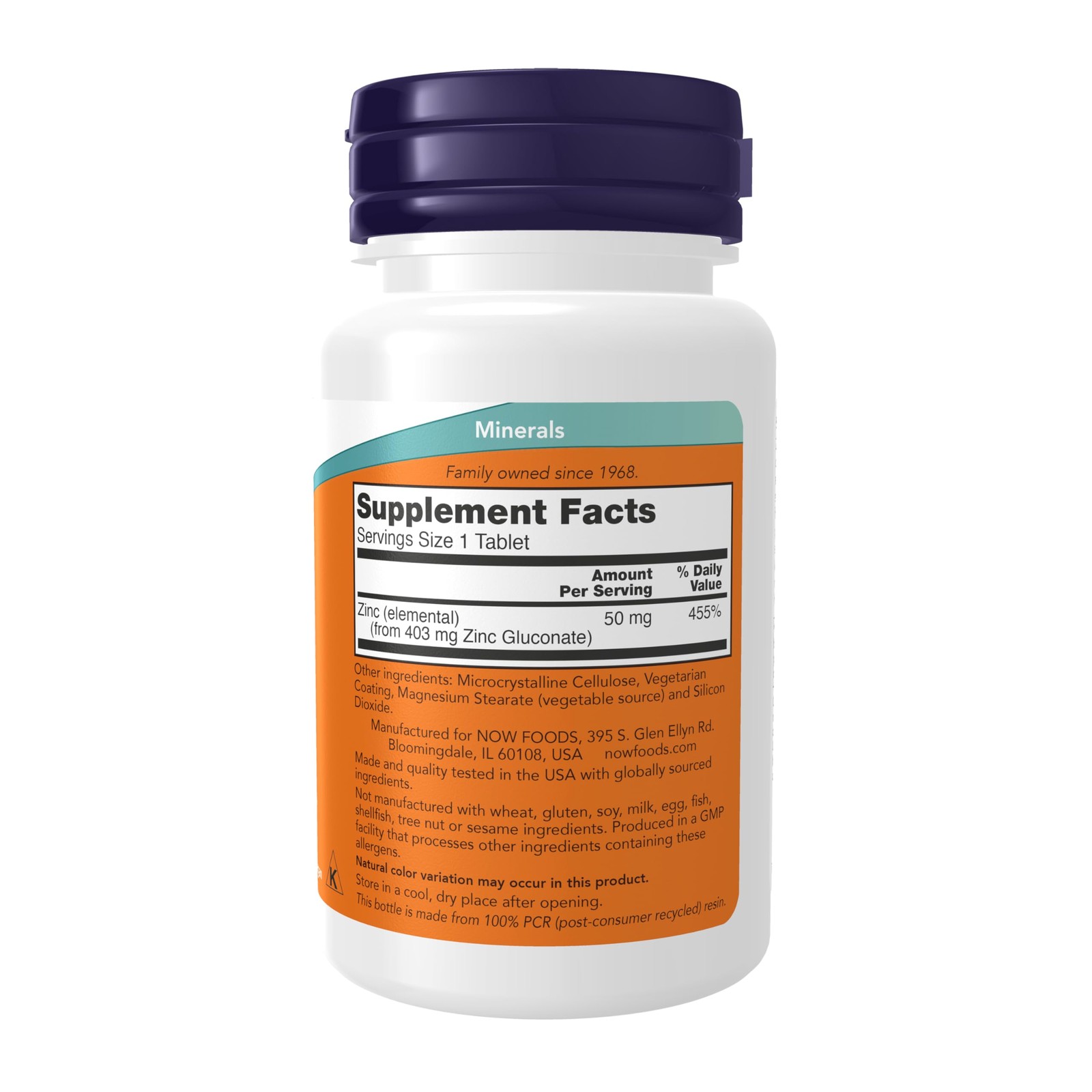 NOW Foods Supplements, Zinc (Zinc Gluconate) 50 100 Count (Pack of 1), White