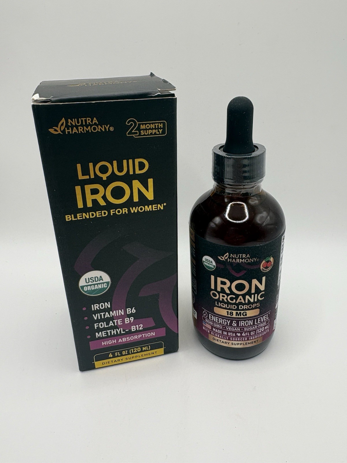 Organic Liquid Iron 18mg Cherry 4oz USDA Expires 5/2028