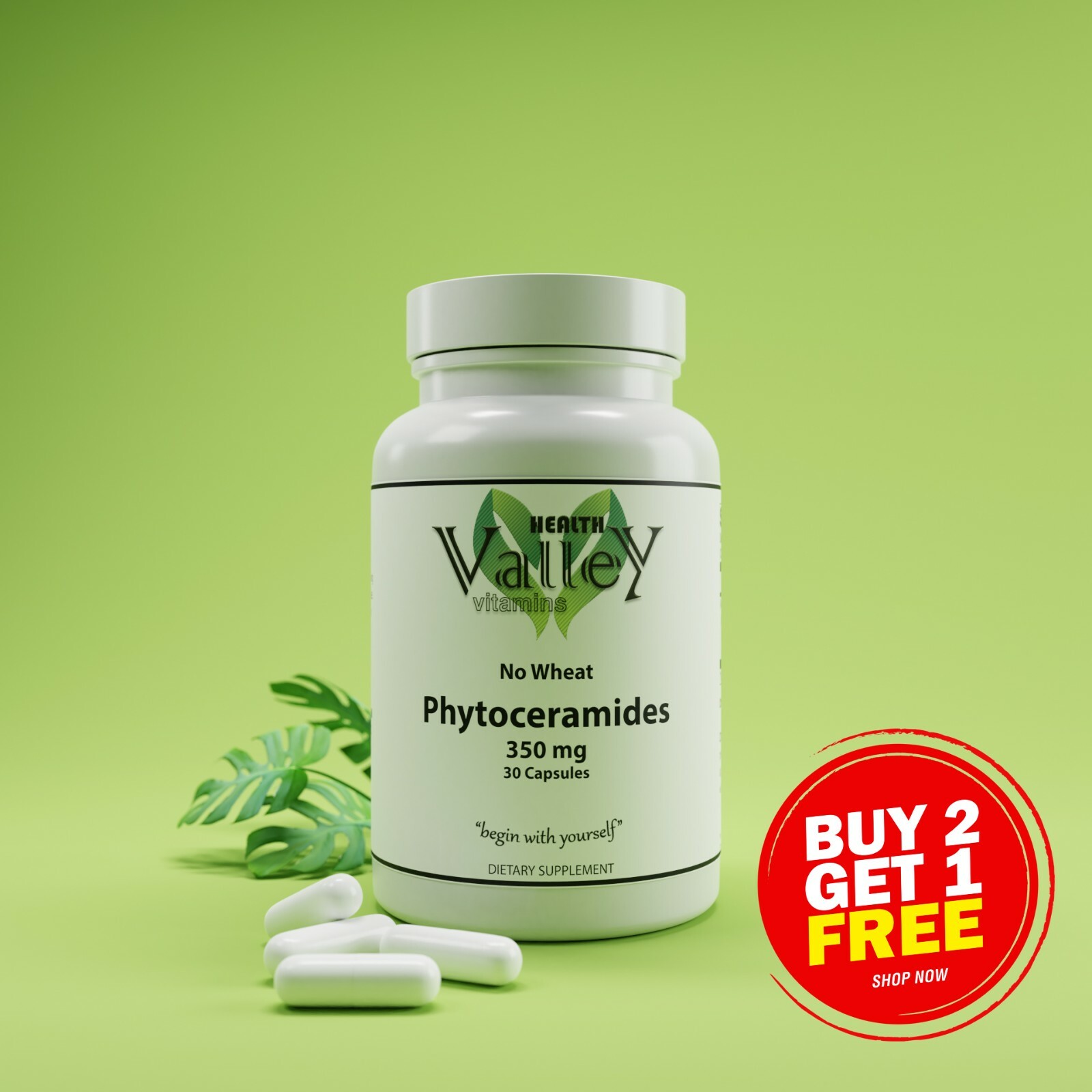 Phytoceramides No Wheat 350 mg, ANTI-AGING, Wrinkle Remover, Young skin