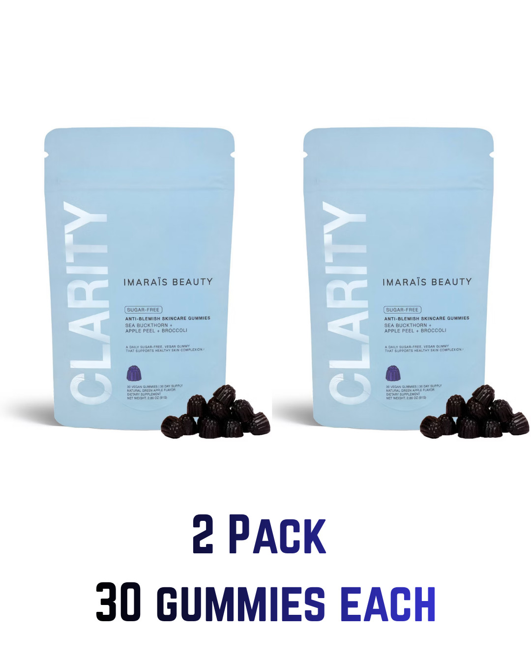2 Pack Imarais Beauty Clarity Anti Blemish Skincare Gummies, 60 total 11/26 Exp