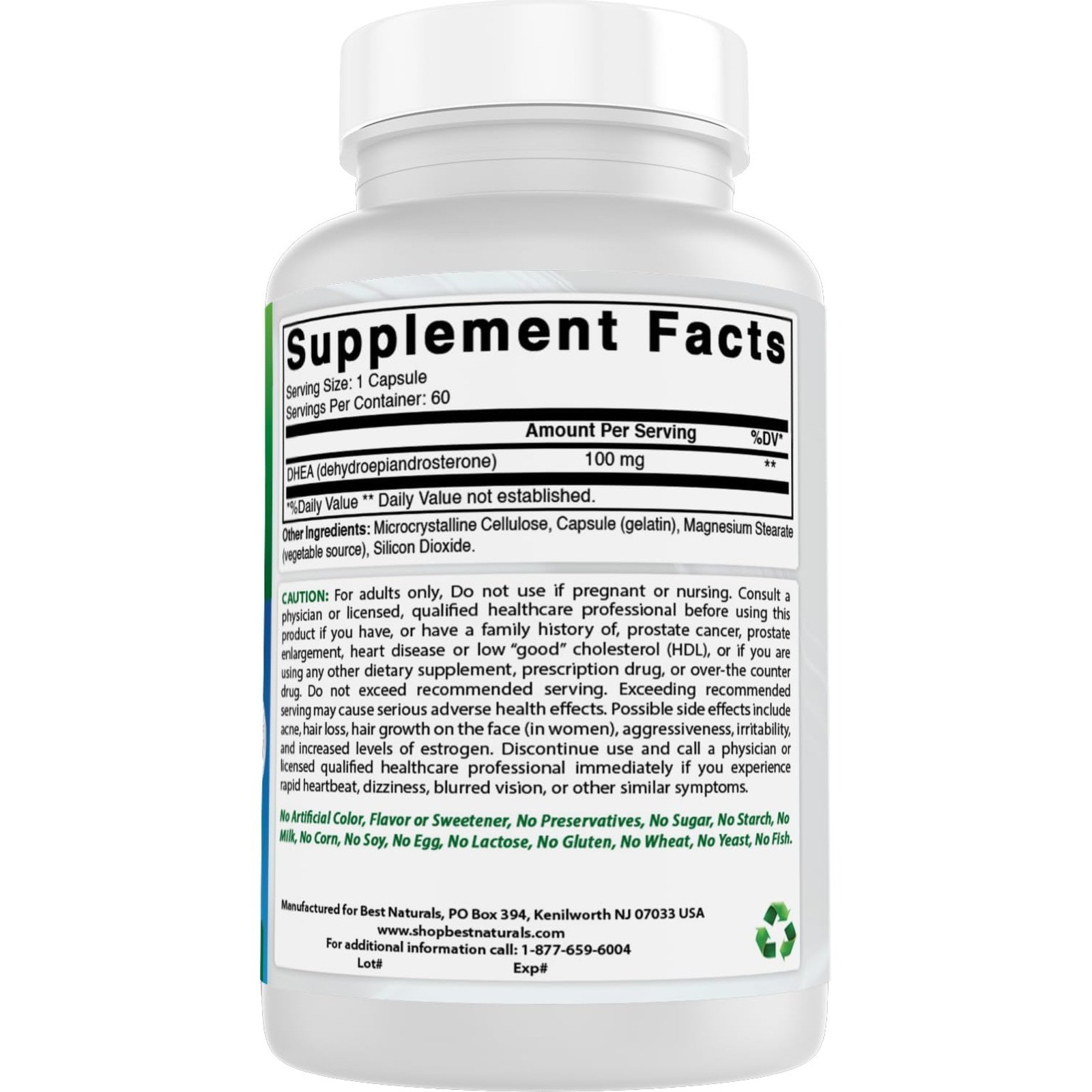 DHEA 100mg | 60 Capsules | #1 High Quality Supplement USA Non-GMO Gluten Free