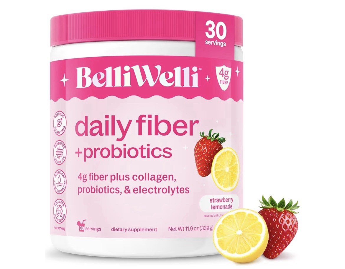 BelliWelli Daily Fiber + Probiotics STRAWBERRY LEMONADE 30 Serving Exp 03/28 New