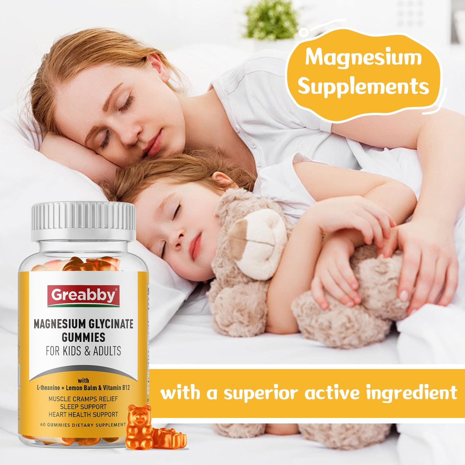 Magnesium Glycinate Gummies for Kids & Adults – 1 Count (Pack of 60)