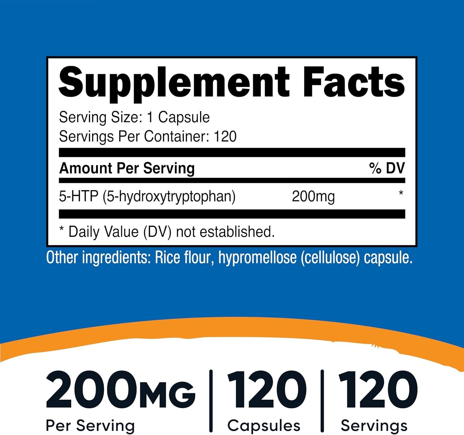 Nutricost 5-HTP 200mg, 120 Capsules (5-Hydroxytryptophan) – Gluten Free, Non-GMO