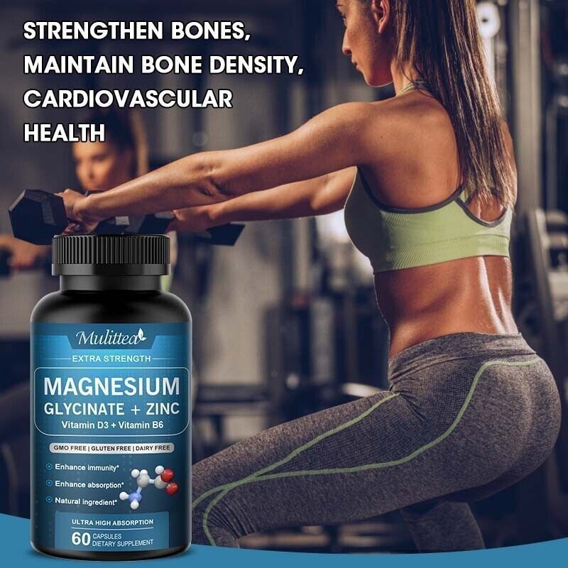 Magnesium Glycinate 500mg With Zinc,D3 Improved Sleep, Stress , Anxiety Relief
