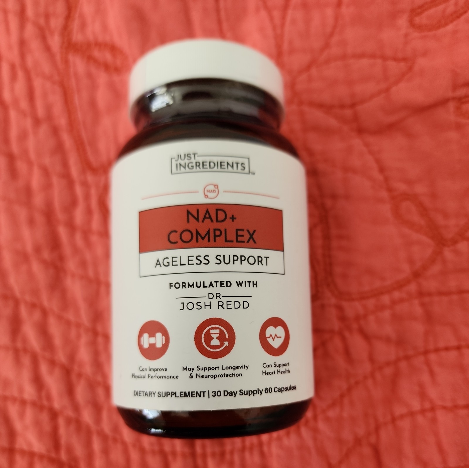 JUST INGREDIENTS NAD+ Supports Cellular Energy Healthy Aging 60 Capsules 09/27