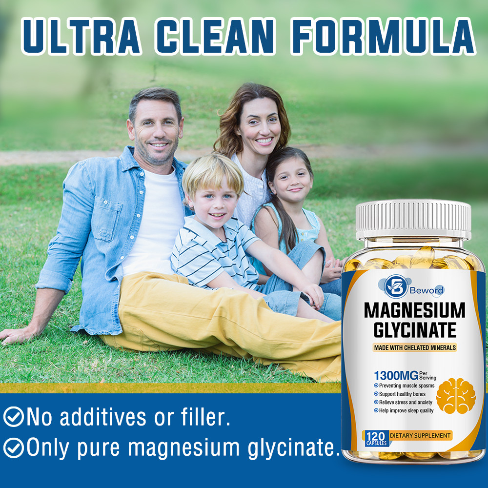 Magnesium Glycinate 4-in-1 Complex 1300mg – High Strength Magnesium 120 Capsules