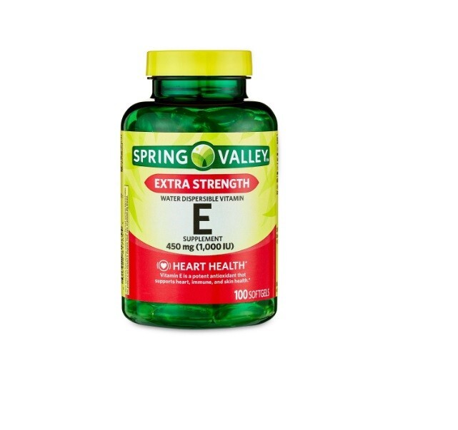 Spring Valley Extra Strength Water Dispersible Vitamin E Softgels 450 mg 100 Ct.