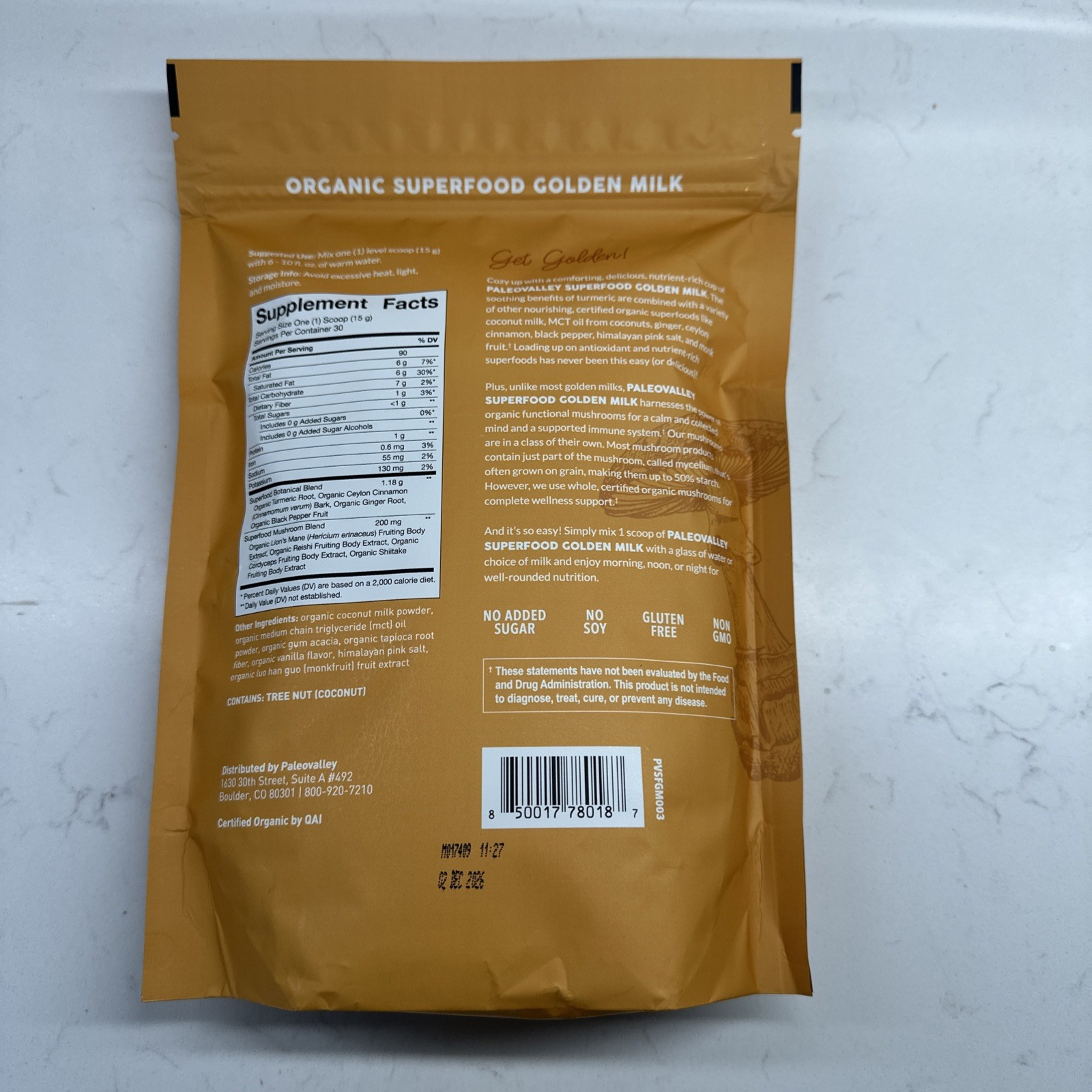 Paleo Valley Golden Milk Superfood Drink Powder Organic